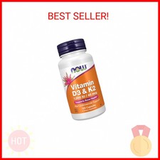 NOW Supplements, Vitamin D-3  K-2, 1,000 IU/45 mcg,Plus Cardiovascular Support 