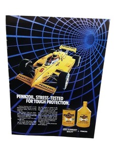 Vintage 1984 Pennzoil Indy Car Racing Print Ad Motor Oil Racing Car