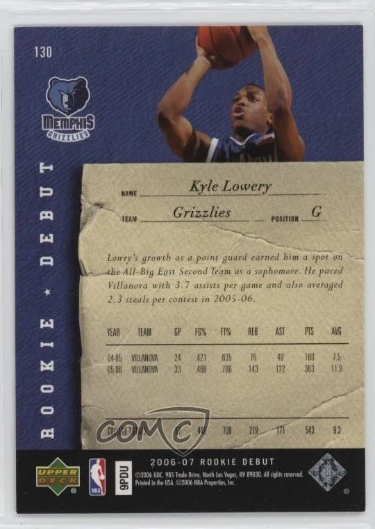 2006-07 Upper Deck Rookie Debut Rookie Kyle Lowry #130 RC - Image 2 of 2