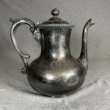 Antique 1899 Middletown Plate Co. Silverplate Coffee/Chocolate Pot Monogram “IG”