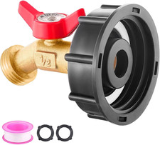 275-330 Gallon IBC Tote Tank Adapter, 2" Corase Thread with Lead-Free Brass Spig