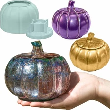 Pumpkin Jar Resin Mold Large, Resin Jar Mold Halloween Epoxy Resin Molds, Pum...