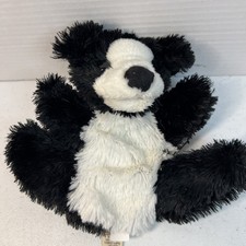 Folkmanis Dog Hand Puppet Puppy Black White Stuffed Animal Black And White 7  