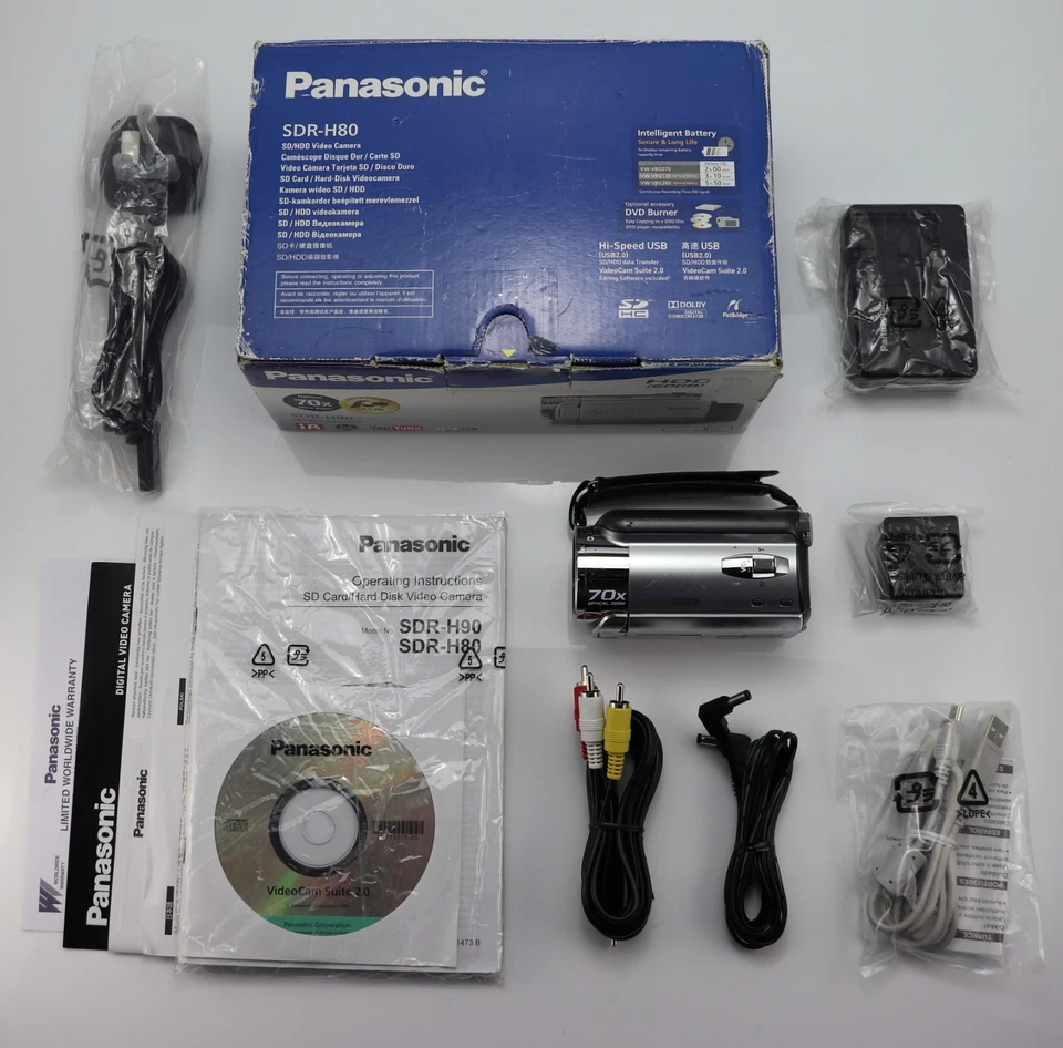 PANASONIC SDR-H80 CAMCORDER BOXED 60GB HDD HARD DRIVE / SDHC CARD VIDEO CAMERA - Image 3 of 4