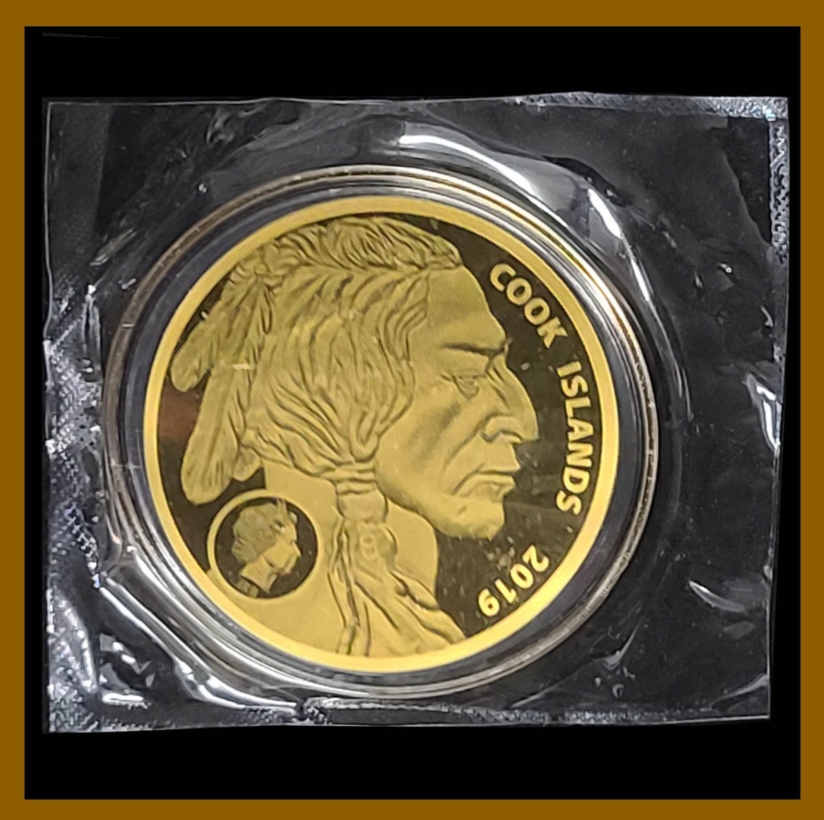 【激レア】スコット・ピルグリム 1-UP チャレンジ ゴールド版 2019 Cook Islands Indian Buffalo $5 .9999 Fine Gold Hologram Coin