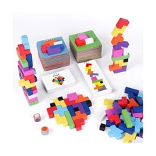 Wooden Block Game 120Pcs Fast-Paced Stacking Building Block Game Ch... Fast Ship