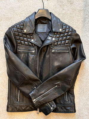 raullong007様ALLSAINTS LEATHERBIKERJACKET ALL SAINTS Leather Jacket MEDIUM Mens Black Biker Bomber Celebrity