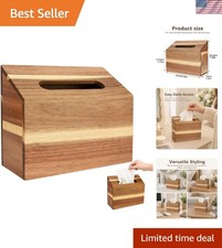 Elegant Acacia Wood Tissue Box Cover - Fits Standard Sizes 9.84" x 3.93" 