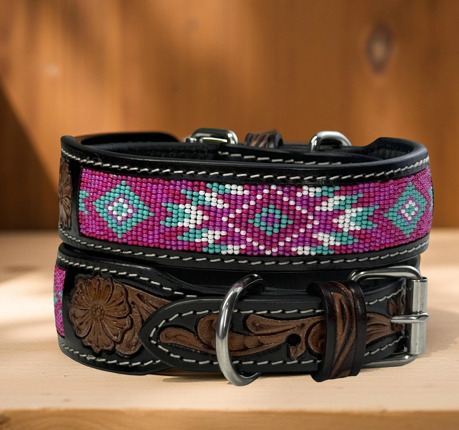 Western Leather Beaded Handmade Pet Dog Collar Heavy Duty Hand Tooled Adjustable
Opens in a new wind