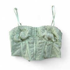 L.A. Hearts Light Green Corset Top with Lace up back Size XS Girly Festival