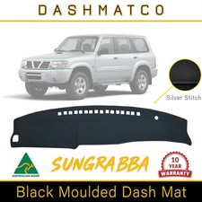 Black Dashmat Silver Stitch Fits Nissan Patrol Y61 Gu No Pass Abag 1997 - 2006