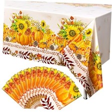 12 Pack Fall Thanksgiving Tablecloths Plastic 108 54 inch Pumpkin Sunflower