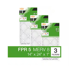 14 x 24 x 1 Standard Pleated Air Filter FPR 5, 3-Pack, Air Filters Replacement