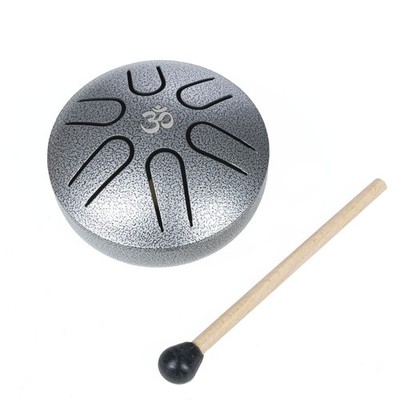 Mini Steel Tongue Drum FS03, 3'' Pentatonic A, 6 Töne, Schlägel inkl, Silber