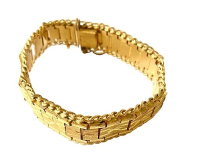55g Ancienne Gourmette Armband Plaqué vergoldet Ciselé jewelry necklace Bijoux