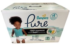 Pampers Pure Diapers Baby Toddler Disposable Leakproof 41 lbs. Size 7 60 Count 