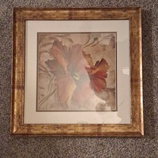 Framed Art Print Floral Portrait Gold Decorative Frame Single Piece
