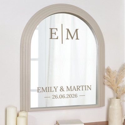 Spiegelaufkleber Hochzeit Initialen | Personalisiert Selbstanbringende Hochzeit Vinyl Sticker 