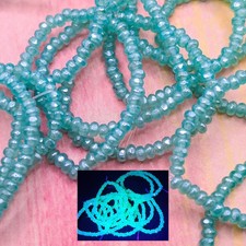 50pcs Tiny Uranium Glass Beads Faceted Rondelle 3x2mm Aqua Green Czech Strand