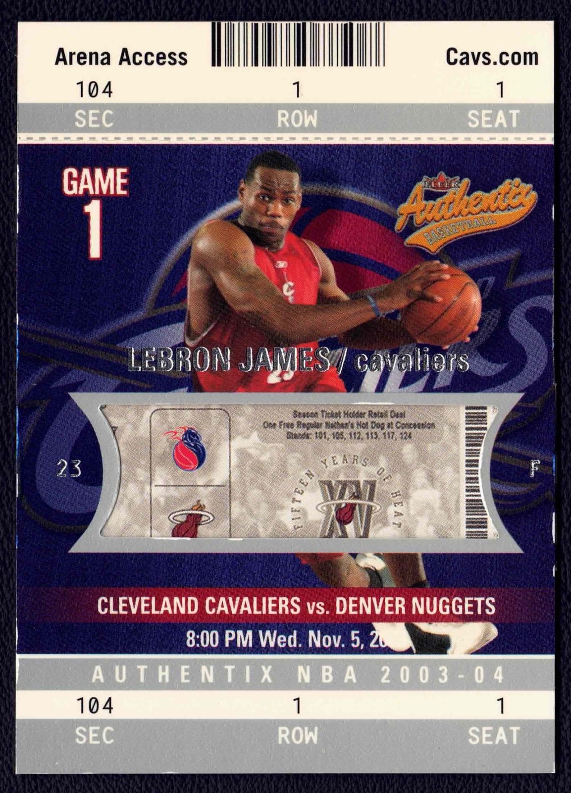 2003-04 Fleer Authentix Rookie Authentix /1250 LeBron James #104 Rookie RC