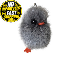 Fosrion Adorable Genuine Mink Fur Duckling Keychain - Ethically Small, Gray