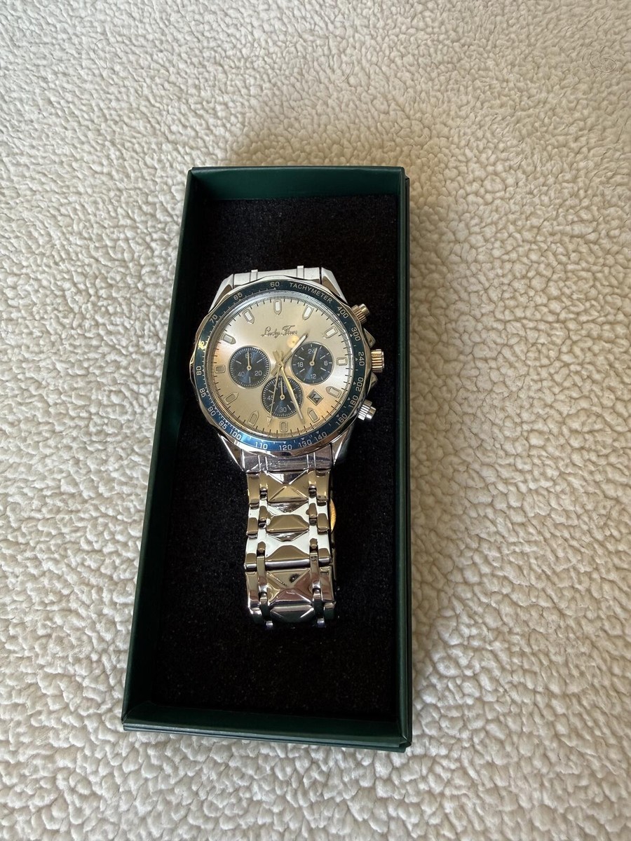 Lucky Fours Stainless Steel Chronograph Watch with Silver Band | eBay