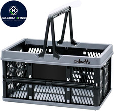 Collapsible Storage Crate 20L Foldable Basket Handles Car Home Classroom Use Box