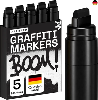 Artistro 5 Jumbo Marker Set, 5 Jumbo schwarze, 15mm Jumbo-Filzspitze, Jumbo