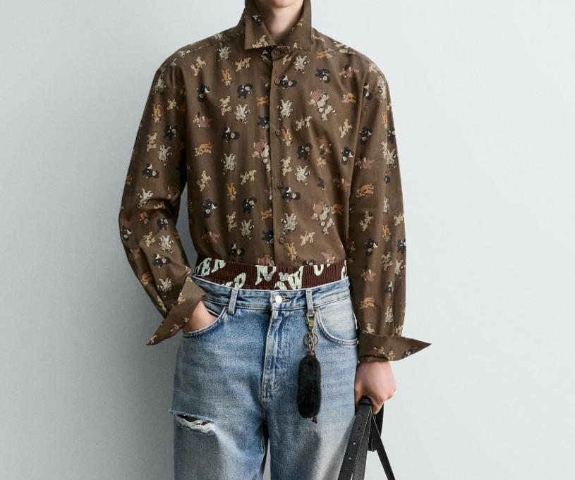 Zara x Harry Lambert x Disney Peter Pan The Lost Boys Shirt Brown