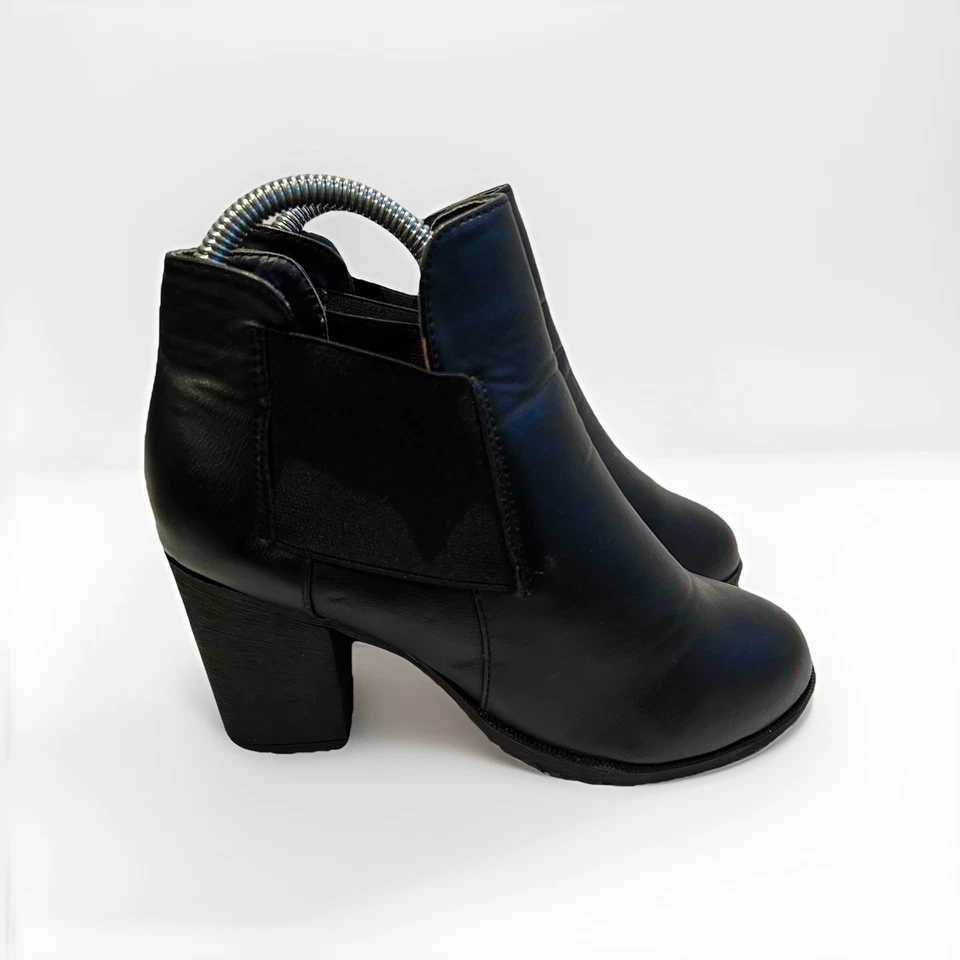 Кукольный домик ботинки лодыжки женщин размер 6,5 кожи 3» на танкетке каблуки цвет черный - Изображение 3 из 4