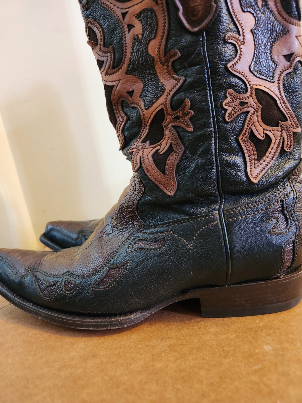 CUADRA TWO TONE BROWN PYTHON COWBOY BOOTS,  Size 9 - image 11