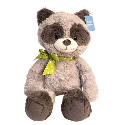 Racoon Plush 18'' Animal Adventure Gray w/ Green Polka Dot Bow Very Soft NWT 2021