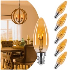 25 Watt Candelabra Bulbs, 6 Count Pack of 1 Candle 2w 25w 2000k Soft Warm