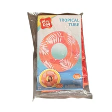 Play Day Tropical Tube 31" Inflatable Pool Float For Ages 9+ With Repair Patch