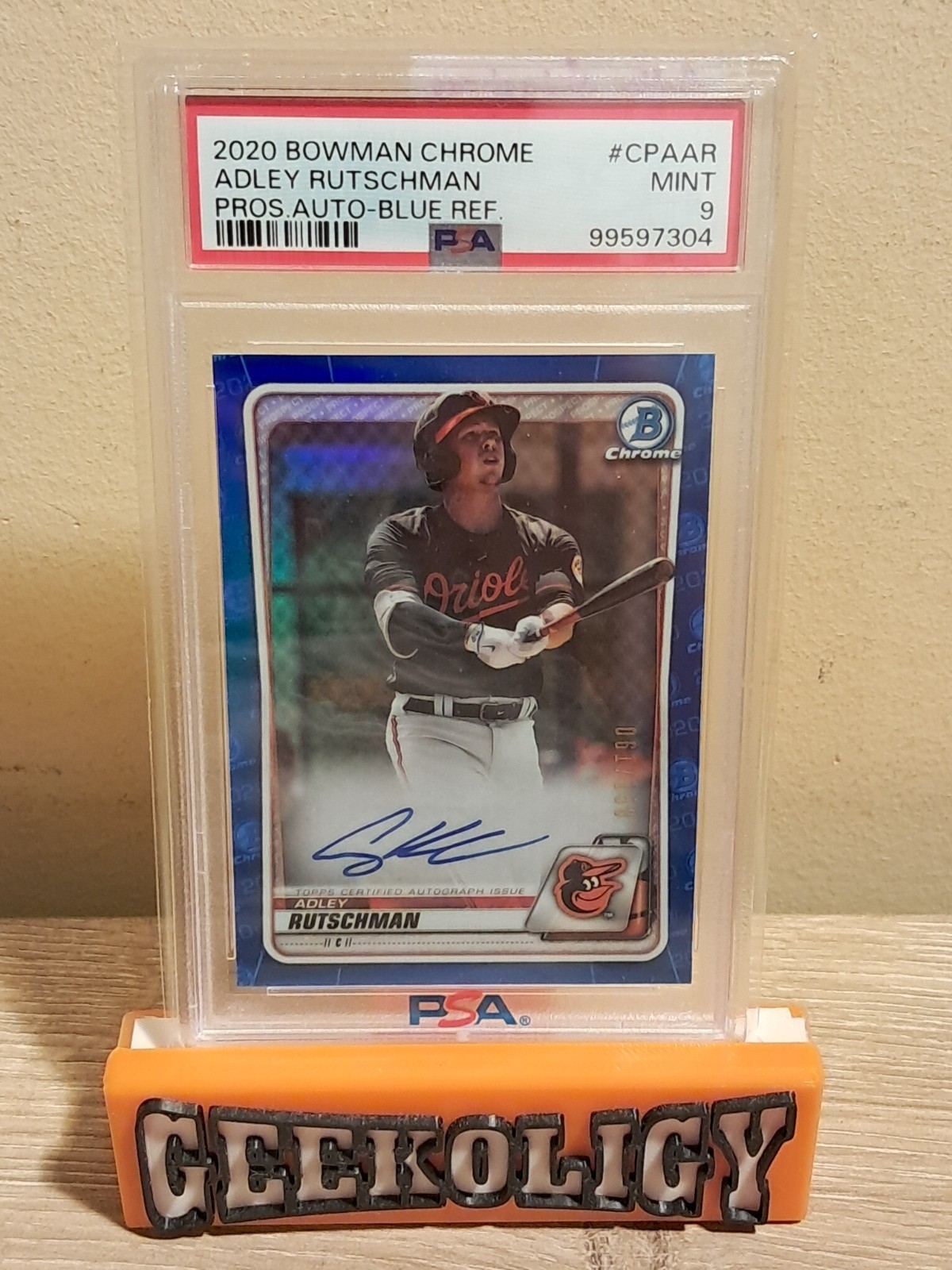 2020 Bowman Chrome Adley Rutschman Prospect True Blue Refractor AUTO #63/150