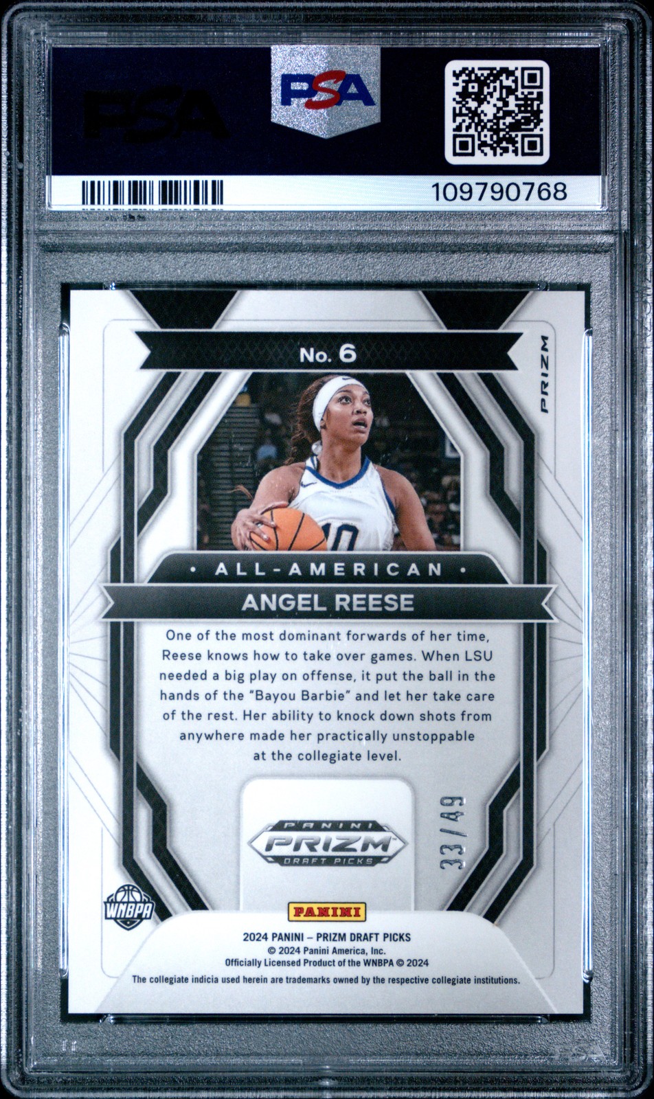 2024 PANINI PRIZM DRAFT PICKS ORANGE PULSAR #6 ANGEL REESE ROOKIE RC /49 PSA 10 view 2