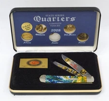 2008 CASE XX 2 Blade Trapper Pocketknife 9254SS 24K GP State Quarter Ltd Ed