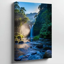 Breathtaking Tropical Rainforest Scene Featuring A Majestic Waterfall Wall Art