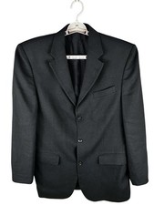 John Ashford Mens Classic Sport Coat Blazer 3-Button Black Linen Poly Blend 42R