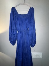 Banana Republic 100% Ramie Long Purple Puff Sleeve Dress Womens Size Large A81