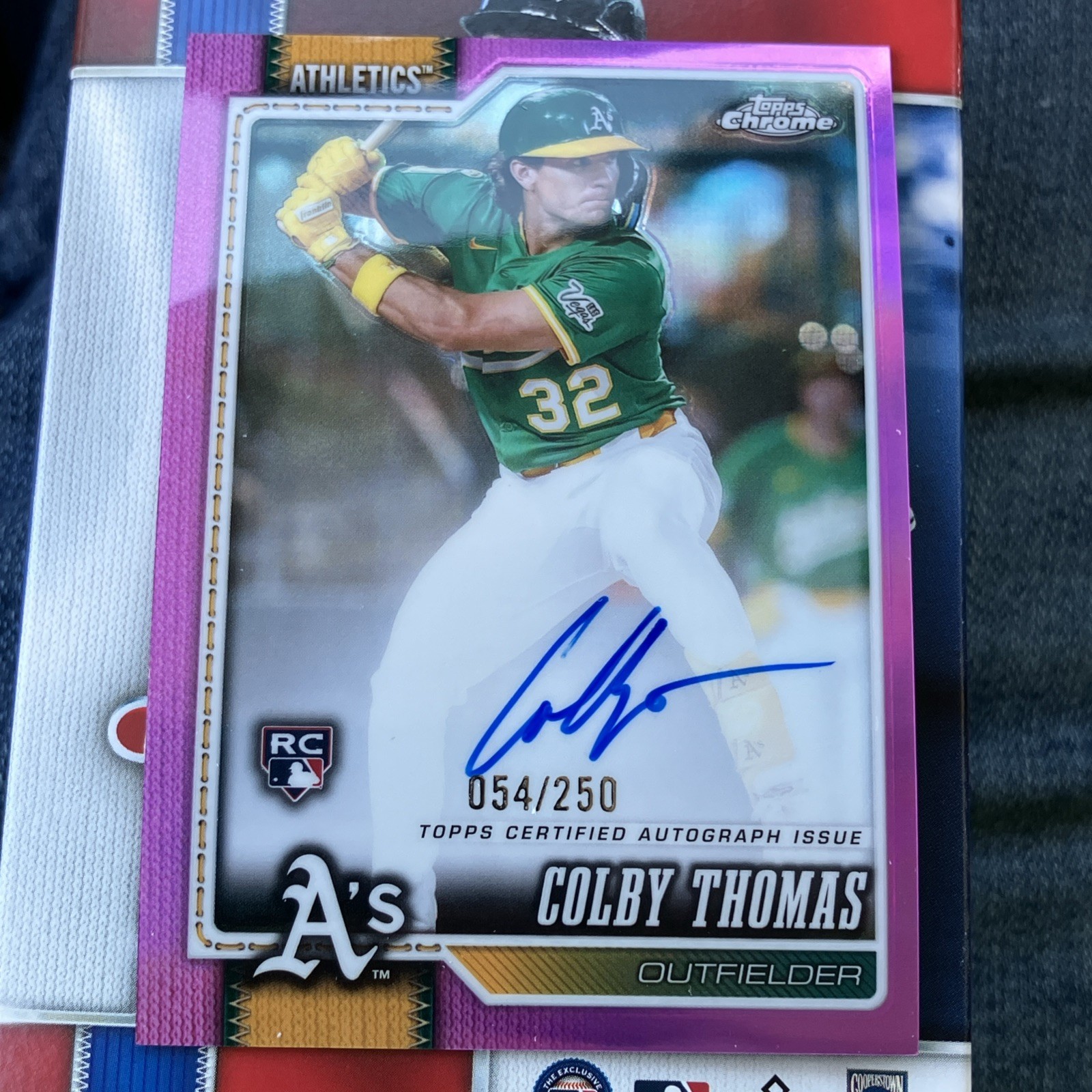 Colby Thomas RC /250 Pink Autograph Topps Chrome 2026 - A’s 