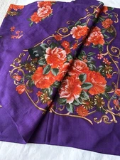 Hisashi Tanaka Purple Wool Square Scarf 41.7" Made in Japan Unused