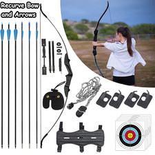 53" Recurve Bow and Arrow Set for Beginner Archery 40lbs Bow Kit with 6pc Arrows
