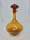 Vintage MCM Blenko Glass 6630s Decanter In Honey Crackle 9” W/stopper