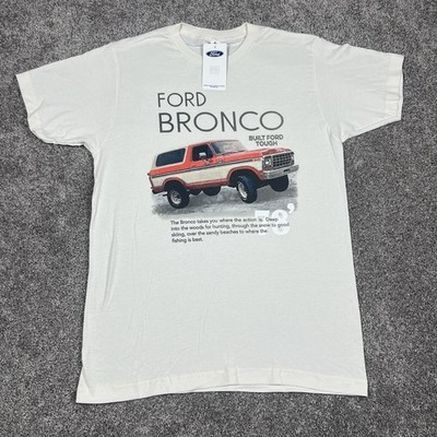 FORD VINTAGE 78 BRONCO T SHIRT MENS LARGE M WHITE CLASSIC 4X4 RETRO PULLOVER NWT