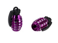 "Set: 2X Ventilkappe \"Handgranate\", Violett Eloxiert"