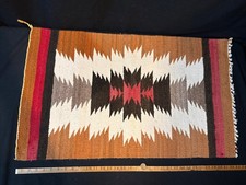 Vintage Hand Woven Zapotec Wool Rug Southwest...