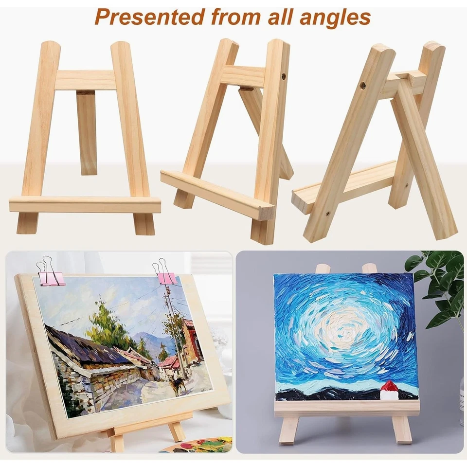 Lot 2 Mini Chevalets Bois 15x20cm Support Table Peinture Dessin Photo - Photo 4/4