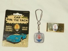 Vintage Maserati Money Clip, Key Chain Fob, & Pin / Tie Tack