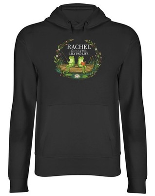 Personalisierter Hoodie Living the Lily Pad Leben lustig Frösche Herren Damen Kapuze Oberteil